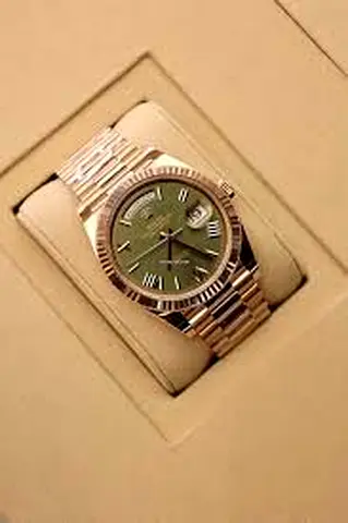 Rolex Day-Date 40mm Green dial Rose gold Super Clone Swiss Movement