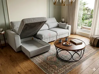 Ikea eskilstuna L shape sofa under storage