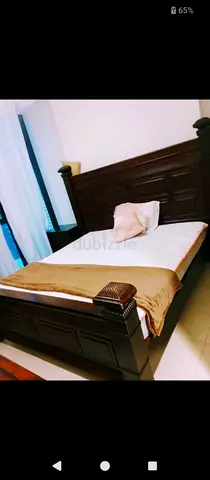 Solid Wood Bed Frame set with Mattress and side tables