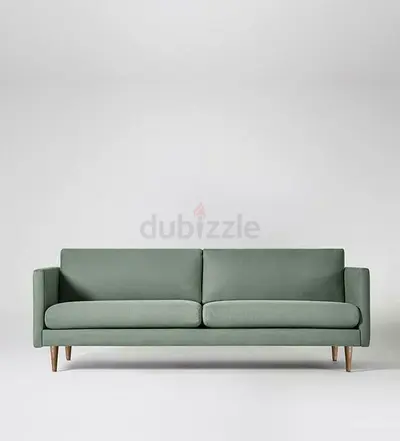 Mint Green 3-Seater Sofa with Wooden Legs