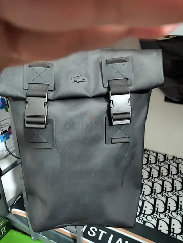 Black Lacoste Roll-Top Laptop Backpack - Good Condition