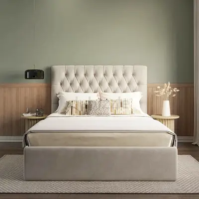 Queen size fully customisable bedframe with soft Valvet Fabric in multiple options