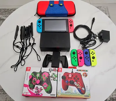 Nintendo switch 1 consule with dock, joy cons and accessories