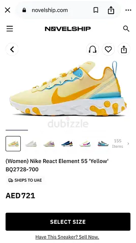 Women) Nike React Element 55 Yellow 100 AED 💰