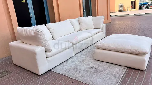 Feather filled modular marina home sofa and footstool