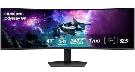 Samsung Odyssey G9 Qled 49 Inch 240Hz Ultrawide Curved DQHD 5120x1440 1ms G-Sync Gaming Monitor