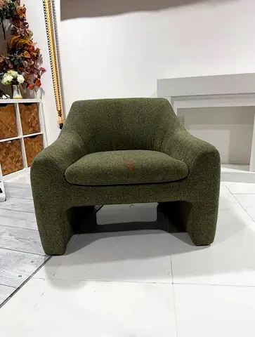 Modern Olive Green Upholstered Lounge Armchair - Cozy Single Seat