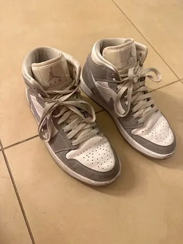 Nike Air Jordan 1 Mid Grey/White Sneakers, Size EU38