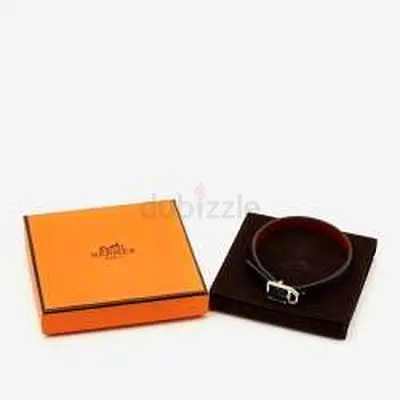 Hermes Genuine Black Leather Bracelet with Stitched Detail