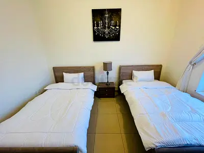 Pair of Single Beds with Headboards and Nightstand — Good Condition