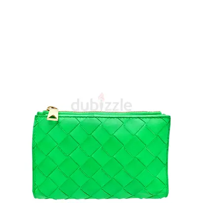 Authentic Bottega Veneta Parakeet Medium Intrecciato Bi-Fold Zip Wallet