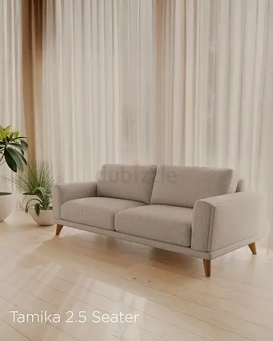 Tamika 2.5-Seater Fabric Sofa - Light Beige