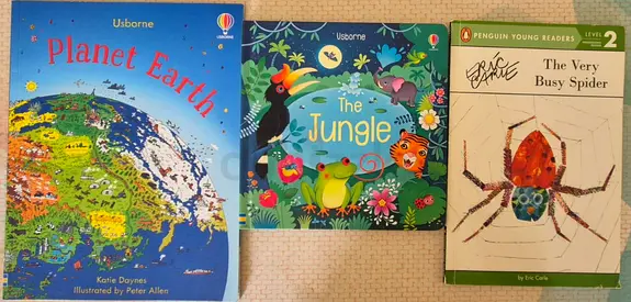 Set of 3 Childrens Picture Books — Planet Earth, The Jungle, The Very Busy Spider