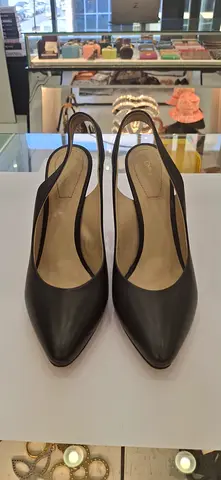Black Leather Slingback Pumps - Size Available
