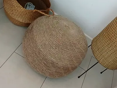 Round Woven Jute Pouf