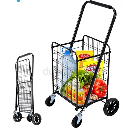 Heavyduty Foldable Shopping Trolley Cart with Basket and Wheels
