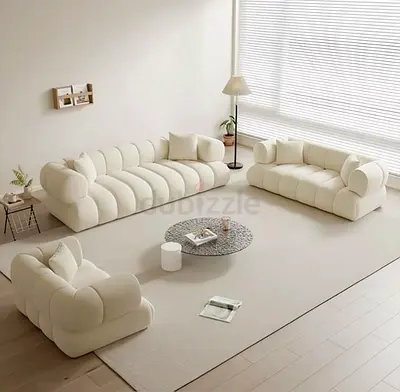 Modern Cream Modular Sofa Set - 3 Seater, Loveseat  Armchair