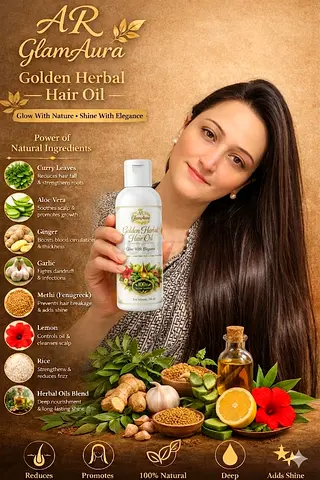 Premium Herbal Hair Oil | 100% Natural Cold Pressed | Hair Growth  Anti Hair Fall | AR GlamAura✨ Tr