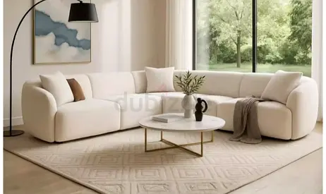 Cream Curved Modular Sectional Sofa — Contemporary 4-Seater Corner Sofa