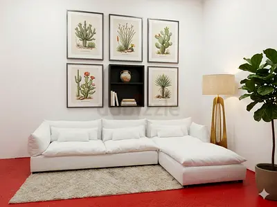 Marina home white color feather 🪶 filled lshape sofa