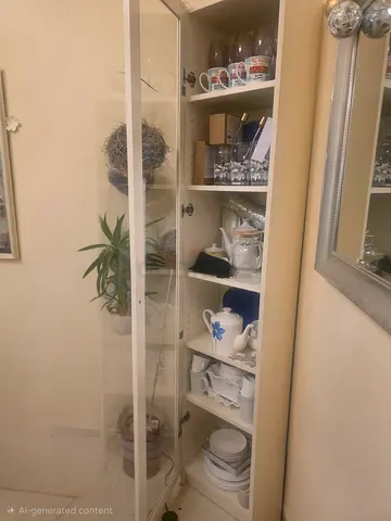 Slim White Glass-Front Display Cabinet