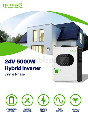 Go Green 24V 5000W Hybrid Inverter - Single Phase (WiFi Enabled)