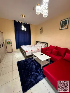 Luxurious, fully furnished studio with a semi-separate kitchen and open view ✨ Ajman, Al Jurf 2. F