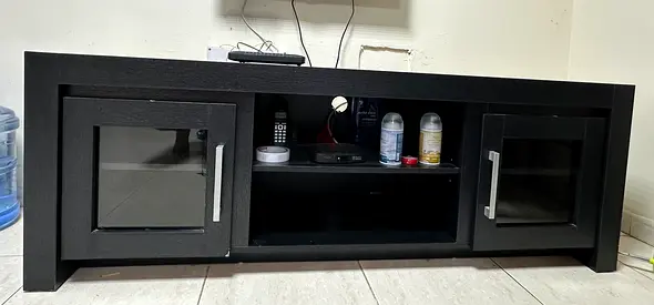 Low Black TV Stand / Entertainment Unit with Storage Cabinets
