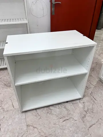White Low Shelf Cabinet Office Or Computer Desk Excellent Condition