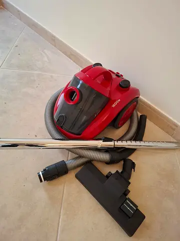 Red Canister Vacuum Cleaner with Attachments - Good Working Condition