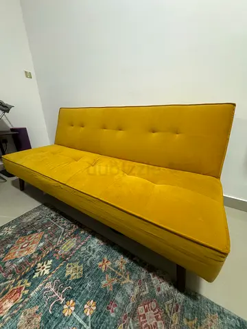 Stylish Yellow Sofa Bed / Futon – 2 in 1 (Sofa + Bed)