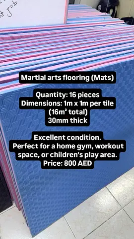 Set of 16 Interlocking Martial Arts/Fitness Floor Mats — 1m x 1m, 30mm (16m²)