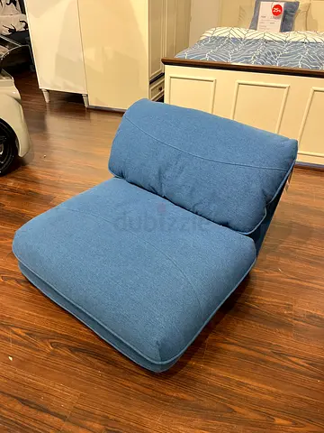 Urgent - Two Pcs - Single sofa cum bed Blue Fabric Lounge Chair / Accent Seat - Good Condition