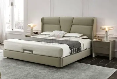 Modern Upholstered King Bed with Headboard and Storage
