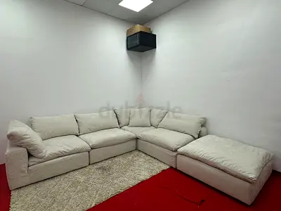 High quality marina home Luscious beige sofa with footstool