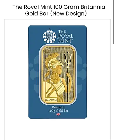 The Royal Mint 100g Britannia Gold Bar (New Design) (Limited Edition) Sealed Card