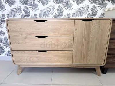 Light Oak 3-Drawer Dresser with Side Cabinet — Good Condition