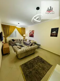 Sharjah, Al Taawun area: Three bedrooms, living room, kitchen, and three bathrooms. Furnished. Secon