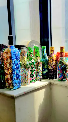 Hand-painted Decorative Glass Bottles - Set of Colorful Vases