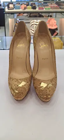 Christian Louboutin cork-patterned ballet flats, size (please confirm)