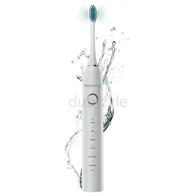 Porodo Electric Sonic Toothbrush - White, Waterproof, Multiple Modes