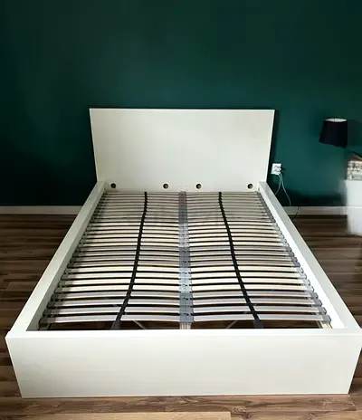 Ikea Queen White Malm bed frame with Ikea mattress