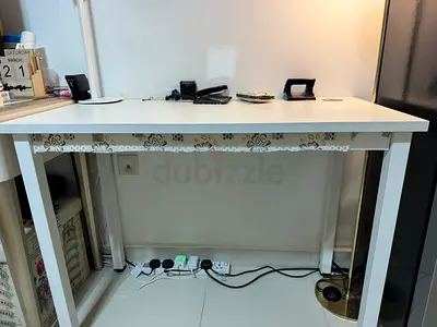 Simple white study desk — good condition, compact size