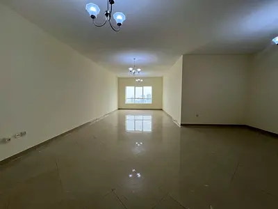 AC + 1 month free. Best balcony view of Al Majaz Amphitheatre. 3BR + living in Sharjah, master, built-in wardrobes, maid room, large spaces.