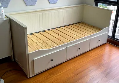 IKEA hamnes day bed with 3 big storage drawers underneath and with 2 IKEA mattresses is available