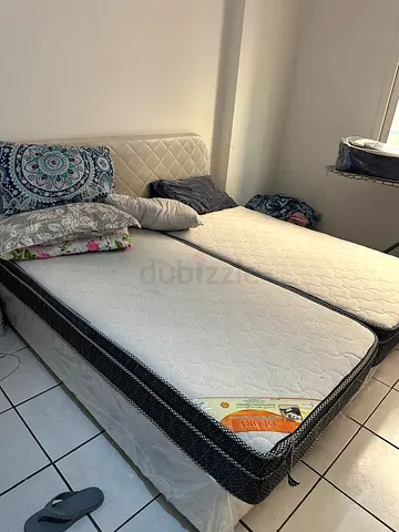 Two Single Bed and Mattresses (Used) with Headboard - Good Condition