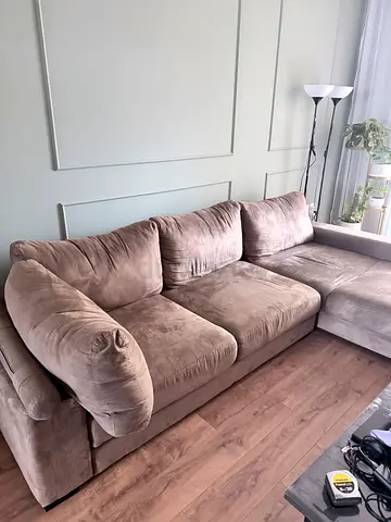 Comfortable 3-Seater Brown Suede Sofa - Good Condition