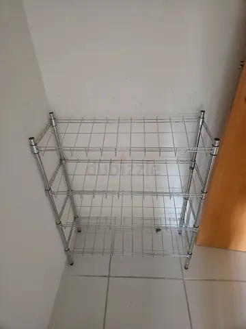 Metal 3-Tier Wire Shoe Rack / Storage Shelving (Chrome) - Compact