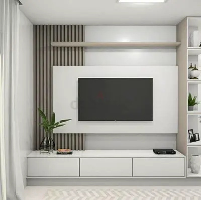 Modern Minimalist TV Entertainment Unit with Storage Cabinets