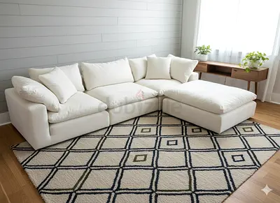 White color marina home luscious sofa with footstool